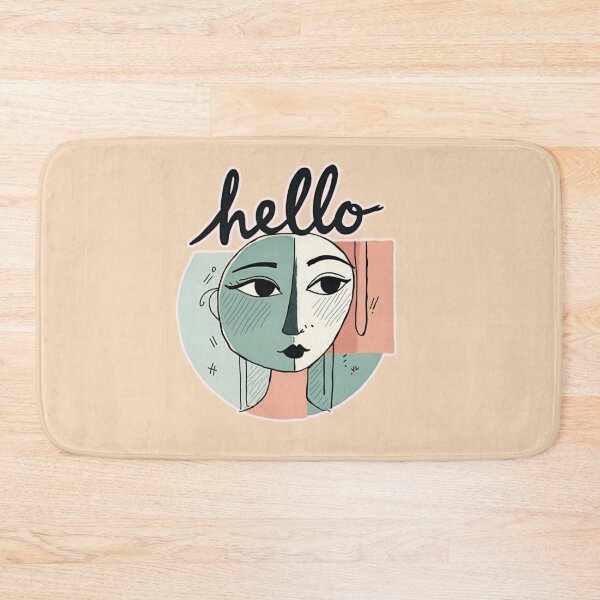 Item preview, Retro Abstract Face Art – Mid-Century Modern "Hello" Graphic designed and sold by PriyaMagic.