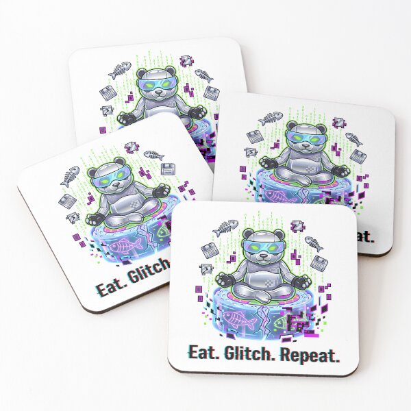 Item preview, Eat Glitch Repeat — Y2K Cyber Grunge Sushi Panda Hacker designed and sold by The Grumpy Pet Club.