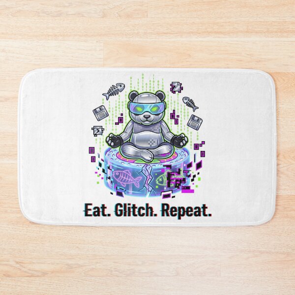 Item preview, Eat Glitch Repeat — Y2K Cyber Grunge Sushi Panda Hacker designed and sold by The Grumpy Pet Club.