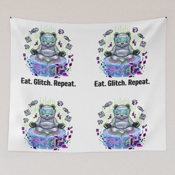 Item preview, Eat Glitch Repeat — Y2K Cyber Grunge Sushi Panda Hacker designed and sold by The Grumpy Pet Club.