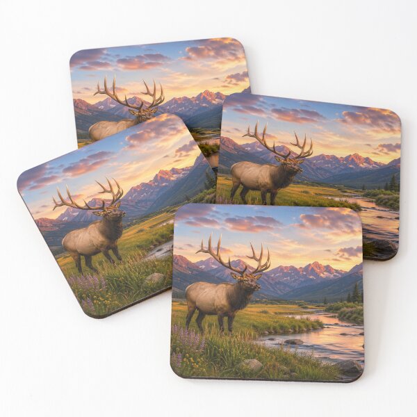 Item preview, Elk at Sunrise in Mountain Valley designed and sold by ptabf25.