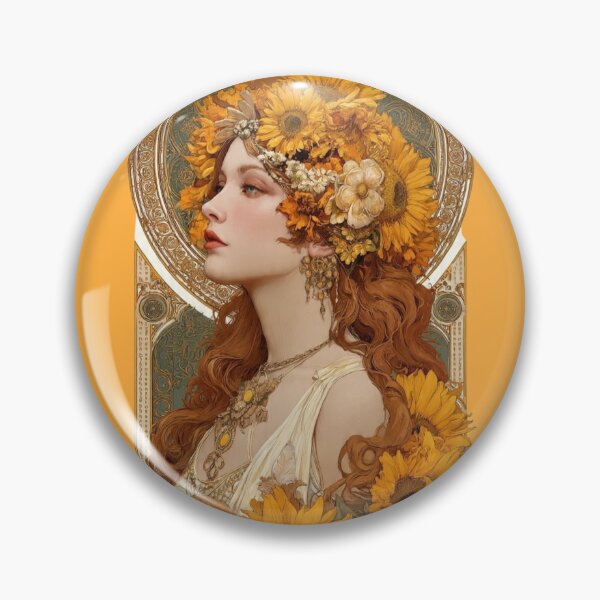 Item preview, Vintage 1950s Sunflower Pin-Up Girl Sticker – Golden Gingham Aesthetic designed and sold by SunPeachRetro.