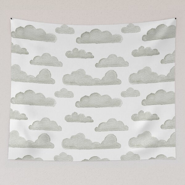 Item preview, Dreamtime Clouds Watercolor Pattern - Snow + Sage - No BG Texture designed and sold by Irene Estelle.