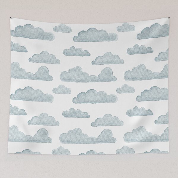 Item preview, Dreamtime Clouds Watercolor Pattern - Snow + Peacock - No BG Texture designed and sold by Irene Estelle.