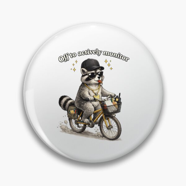 Item preview, Off To Actively Monitor - Funny Security Guard Raccoon On Bike designed and sold by Axivra.