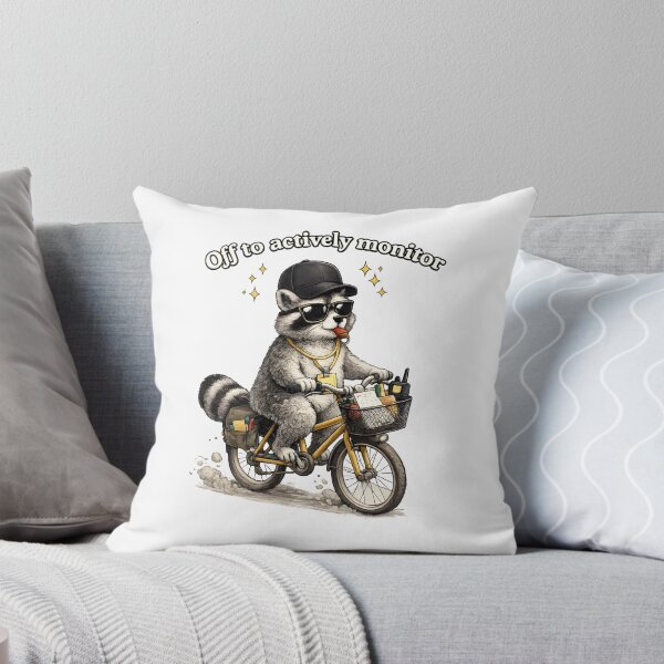 Item preview, Off To Actively Monitor - Funny Security Guard Raccoon On Bike designed and sold by Axivra.