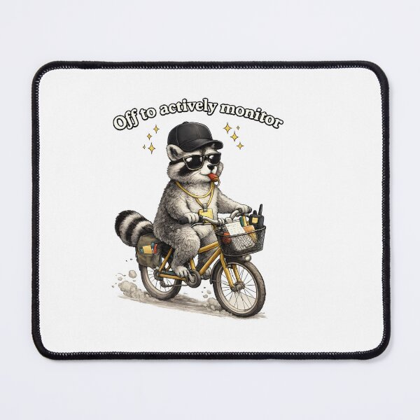 Item preview, Off To Actively Monitor - Funny Security Guard Raccoon On Bike designed and sold by Axivra.