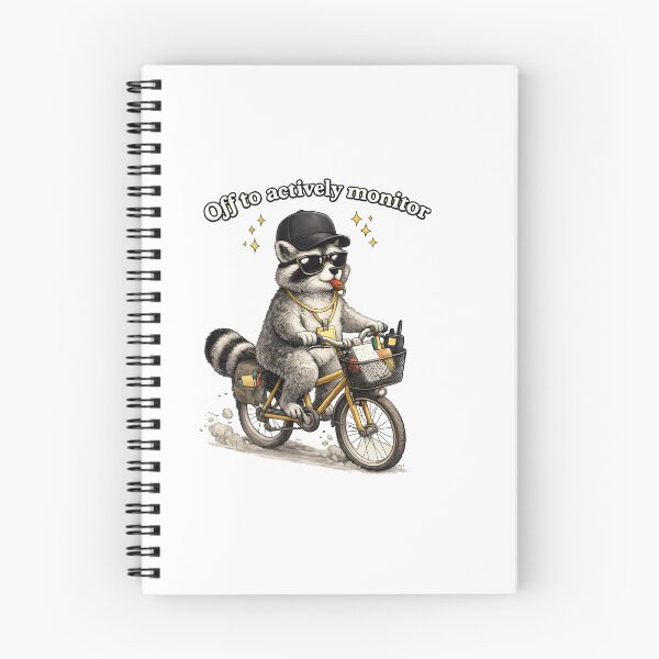 Item preview, Off To Actively Monitor - Funny Security Guard Raccoon On Bike designed and sold by Axivra.