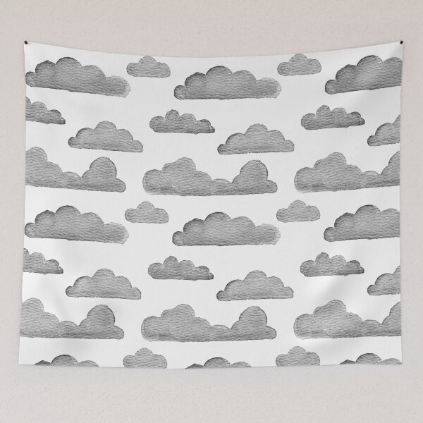 Item preview, Dreamtime Clouds Watercolor Pattern - Snow + Coal - No BG Texture designed and sold by Irene Estelle.