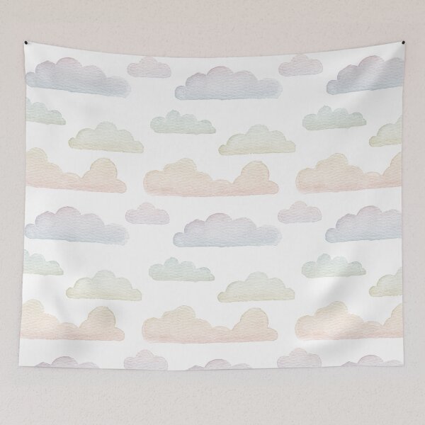Item preview, Dreamtime Clouds Watercolor Pattern - Snow + Rainbow Sorbet - No BG Texture designed and sold by Irene Estelle.