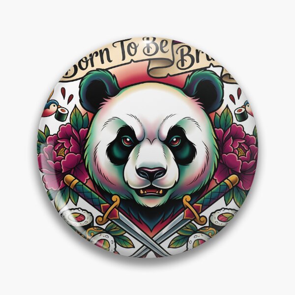 Artikelvorschau, Zum Einlegen geboren – Neo-traditionelle Tattoo-Vorlage Sushi Panda entworfen und verkauft von The Grumpy Pet Club.