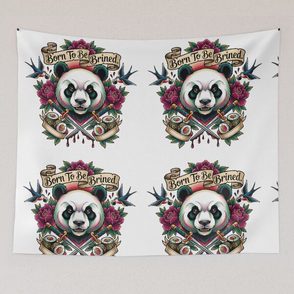 Item preview, Born To Be Brined — Neo-Traditional Tattoo Flash Sushi Panda designed and sold by The Grumpy Pet Club.