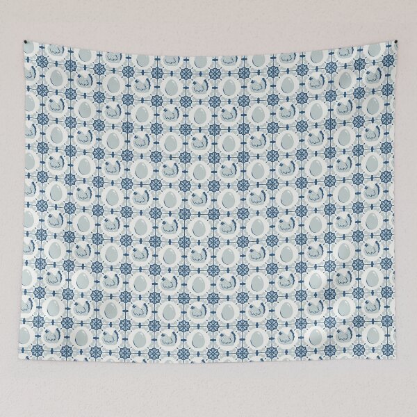 Item preview, Blue Chicken and Egg Tile Pattern designed and sold by KelseyNY.