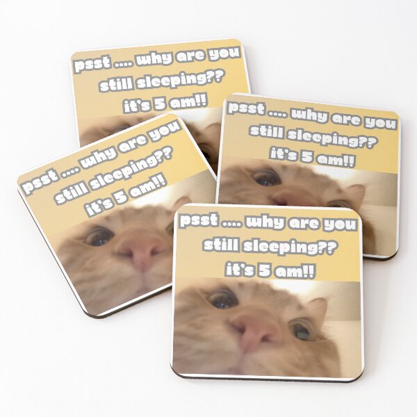 Item preview, Funny Cat Memes: Psst ... Why are you still sleeping? It's 5 am! designed and sold by Clawandchaos.