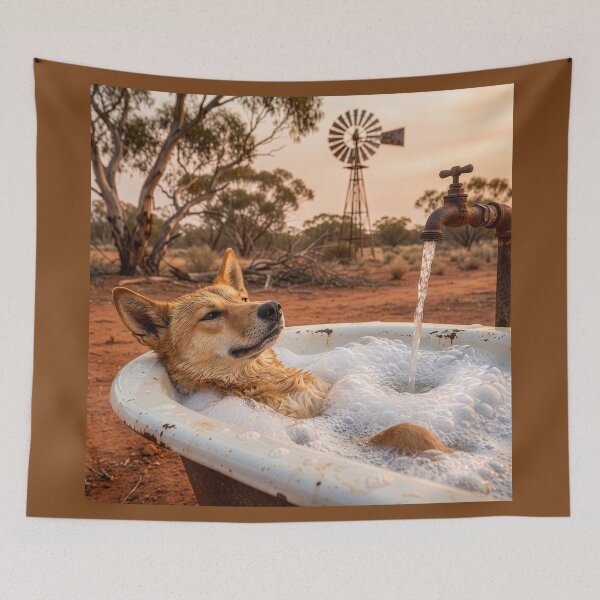 Item preview, Dingo Takes a Bath in the Outback designed and sold by Tridentulus.