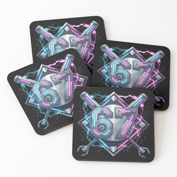 Item preview, Futuristic Number 67 Cyber Tech Emblem Neon Glow designed and sold by manmoo.