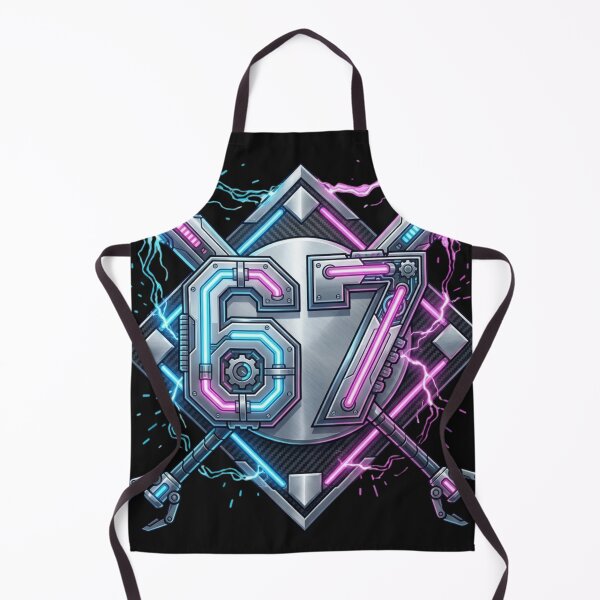 Item preview, Futuristic Number 67 Cyber Tech Emblem Neon Glow designed and sold by manmoo.