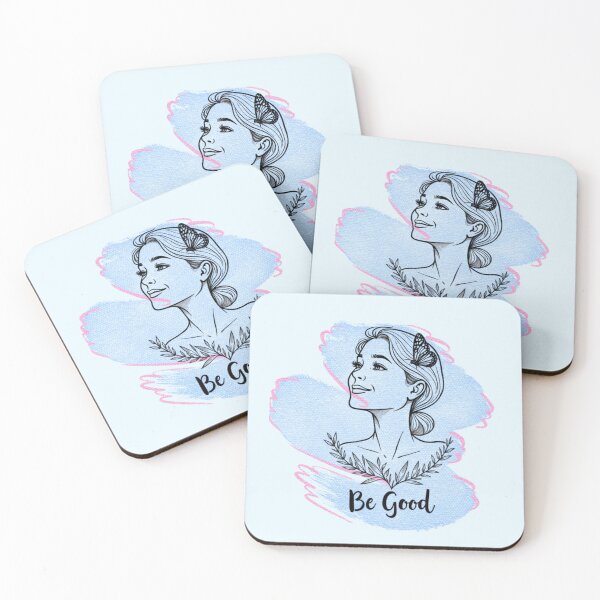 Item preview, Minimalist Woman and Butterfly Line Art – "Be Good" Soft-Girl Aesthetic designed and sold by PriyaMagic.