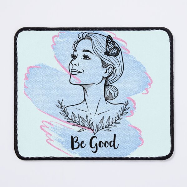 Item preview, Minimalist Woman and Butterfly Line Art – "Be Good" Soft-Girl Aesthetic designed and sold by PriyaMagic.
