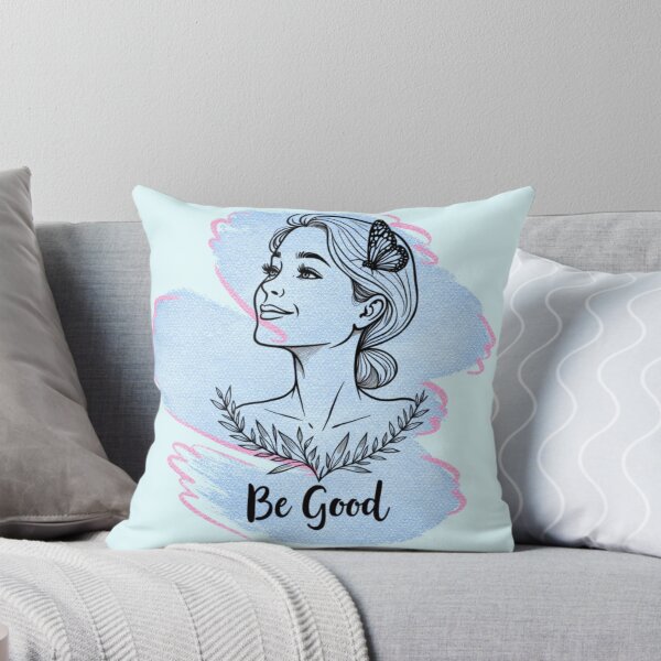 Item preview, Minimalist Woman and Butterfly Line Art – "Be Good" Soft-Girl Aesthetic designed and sold by PriyaMagic.