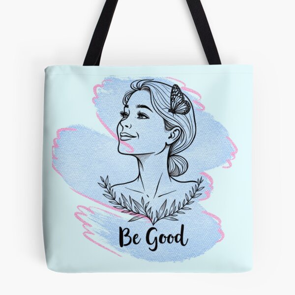 Item preview, Minimalist Woman and Butterfly Line Art – "Be Good" Soft-Girl Aesthetic designed and sold by PriyaMagic.