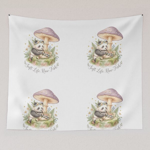 Item preview, Soft Life Raw Fish — Cottagecore Watercolor Sushi Panda Whimsical  designed and sold by The Grumpy Pet Club.