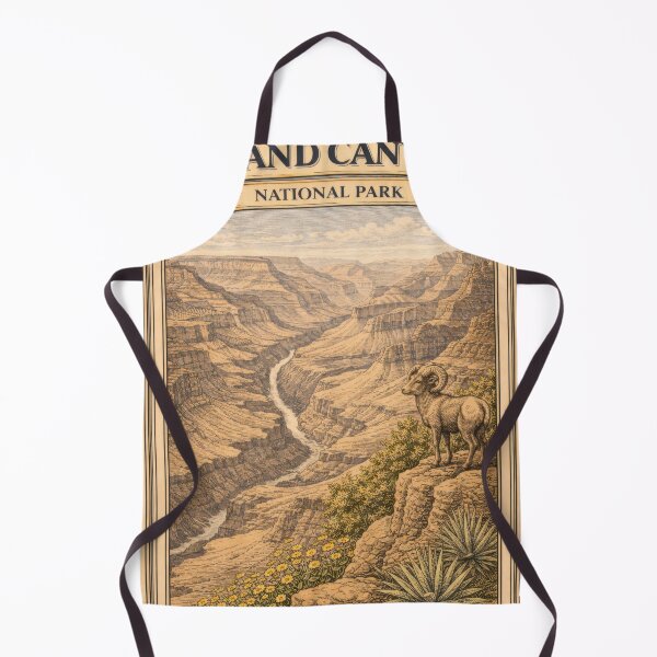 Item preview, Grand Canyon National Park Vintage Illustration | Arizona Desert Canyon Landscape | Scenic Travel Art Print designed and sold by LinePlatePress.