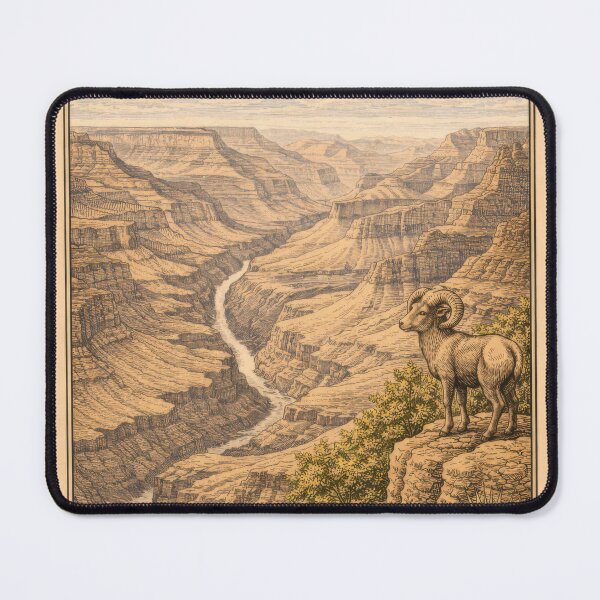 Item preview, Grand Canyon National Park Vintage Illustration | Arizona Desert Canyon Landscape | Scenic Travel Art Print designed and sold by LinePlatePress.