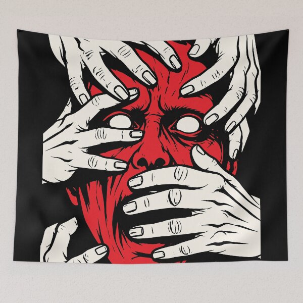 Item preview, Hands Covering Face Horror Red Demon Art designed and sold by RamyGallery.
