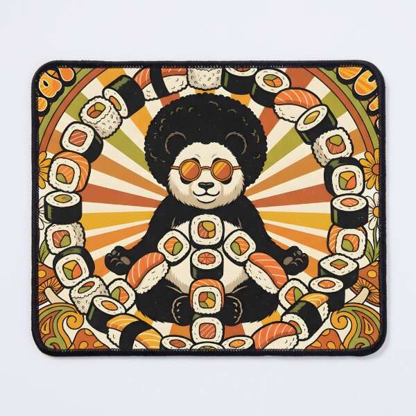 Item preview, Stay Fishy Stay Groovy — Retro 70s Psychedelic Sushi Panda  designed and sold by The Grumpy Pet Club.