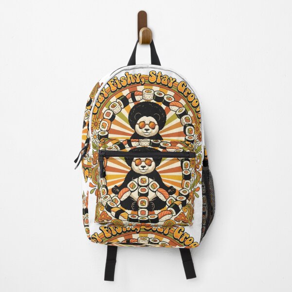 Item preview, Stay Fishy Stay Groovy — Retro 70s Psychedelic Sushi Panda designed and sold by The Grumpy Pet Club.