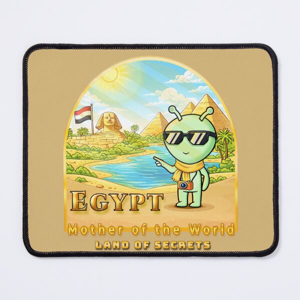 Aperçu de l'œuvre Égypte dorée : Voyageur cosmique aux pyramides - Illustration de badge premium créée et vendue par AmazingEG.
