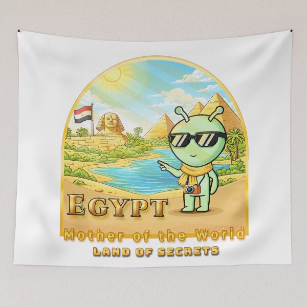 Item preview, Golden Egypt: Cosmic Traveler at the Pyramids - Premium Badge Art designed and sold by AmazingEG.