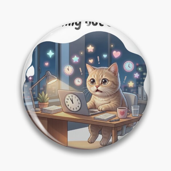Item preview, Deadline Panic Cat – Realistic Office Stress Sticker designed and sold by wildbest.