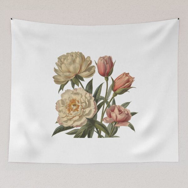 Item preview, Vintage Botanical Bloom – Peony & Tulip Harmony designed and sold by Joyfulfabric.