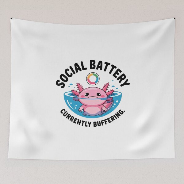 Item preview, Funny Social Battery Currently Buffering Axolotl Sticker designed and sold by Mr-wow.