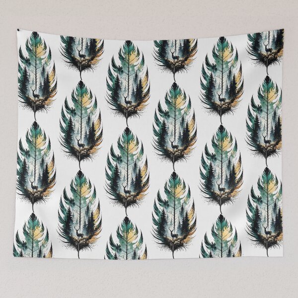 Item preview, Forest Feather Deer Watercolor Nature Art designed and sold by RamyGallery.