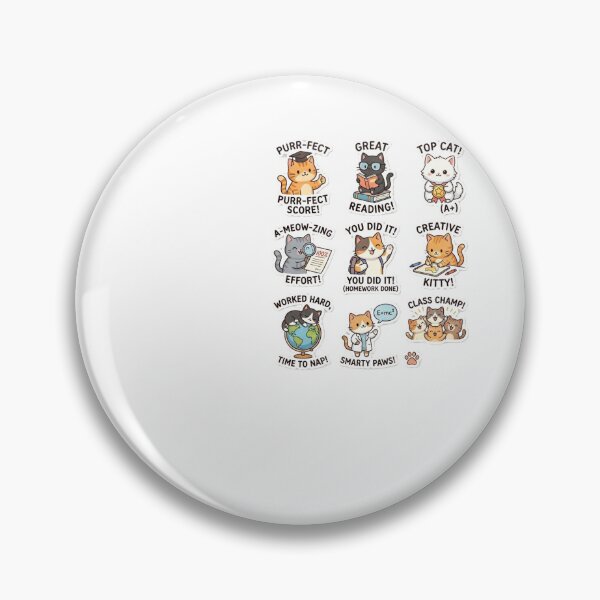 Item preview, Cute Cat Reward Sticker Pack for Kids - Motivational School & Homeschool Praise Set designed and sold by King Of Designs.