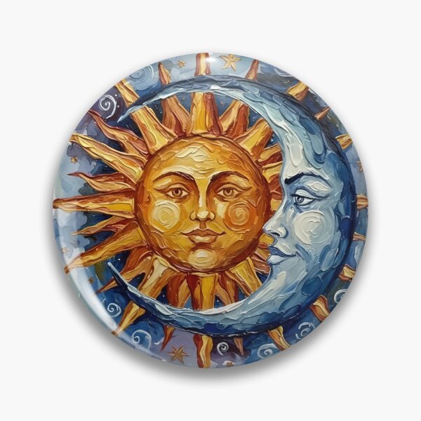 Artikelvorschau, Sonne und Mond – farbenfrohe Spachtelkunst entworfen und verkauft von GymTanLaundry.