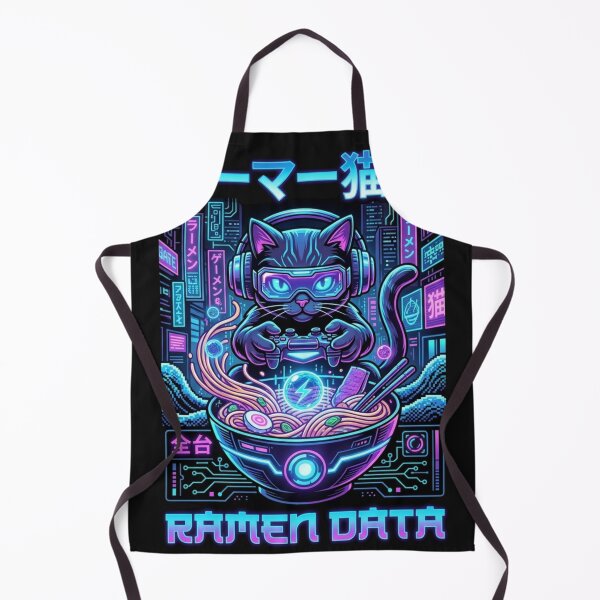 Item preview, Cyberpunk Cat Gamer Ramen Noodles Neon Art designed and sold by manmoo.