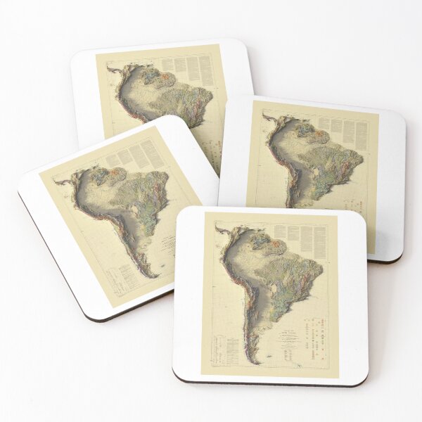 Item preview, 1950 South America Geological Relief Map Sunset Version designed and sold by ThinkAboutMaps.