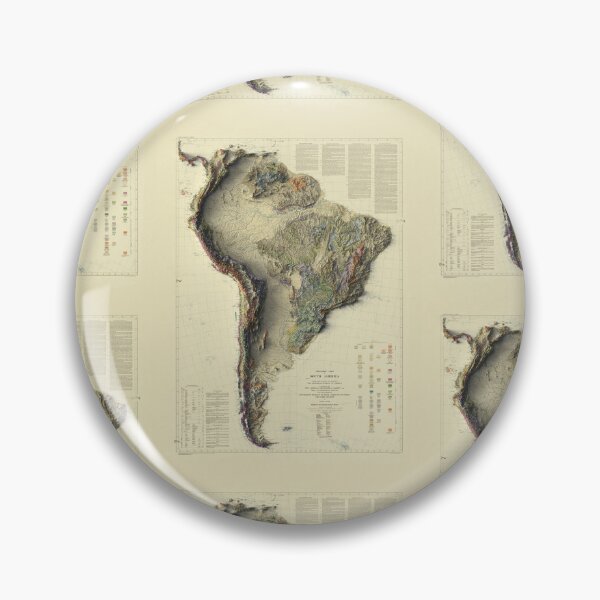 Item preview, 1950 South America Geological Relief Map 3D digitally-rendered designed and sold by ThinkAboutMaps.