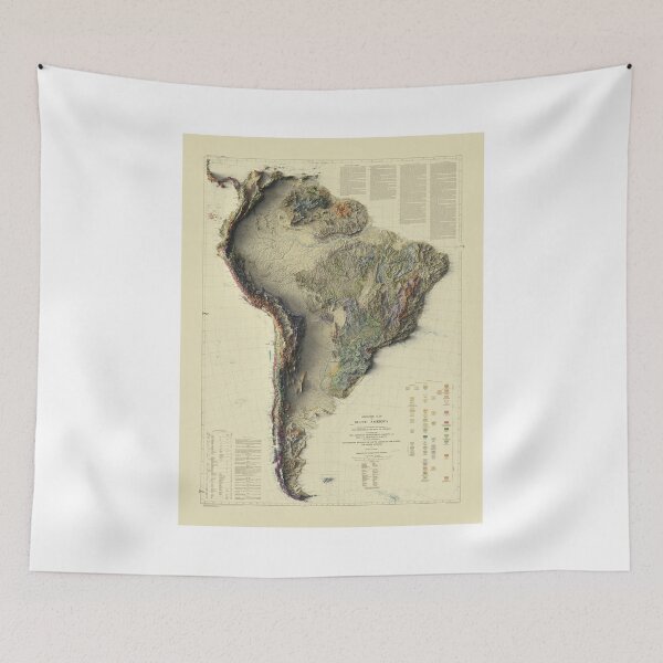 Item preview, 1950 South America Geological Relief Map 3D digitally-rendered designed and sold by ThinkAboutMaps.