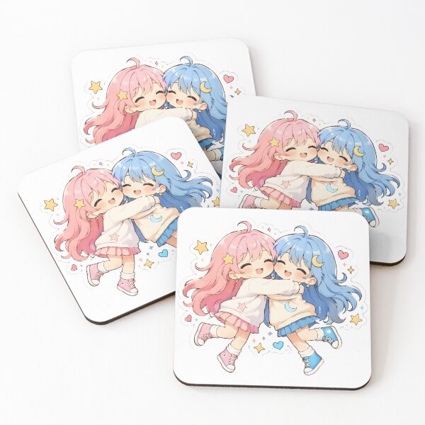 Item preview, Cute Best Friends Hug Sticker | Kawaii Anime Friendship Design designed and sold by  Artify Lab.