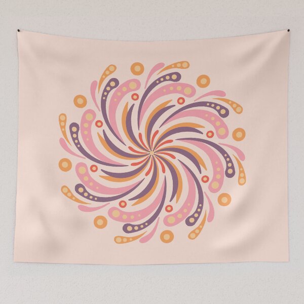 Item preview, Mandala retro de la era espacial - rosa y naranja designed and sold by Home Cyn Home.