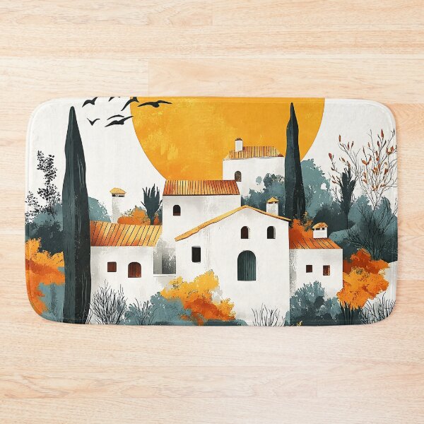 Item preview, Boho-Landscape Sunrise Over Spanish-Style Hacienda Art   designed and sold by DEC02.