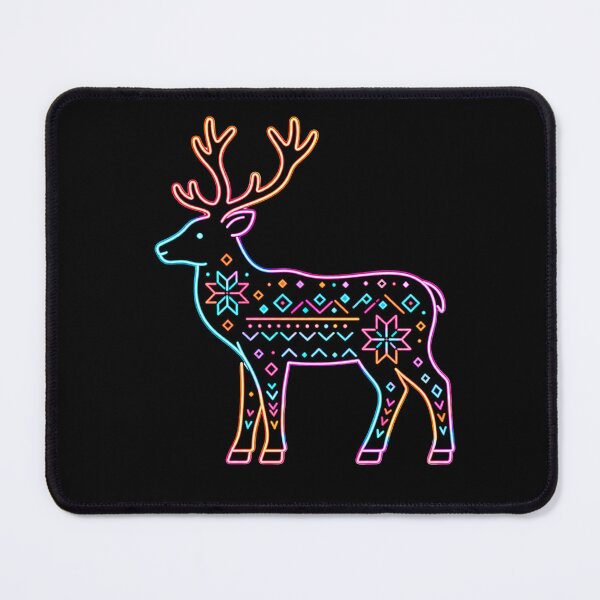 Item preview, Neon Nordic Reindeer Illustration | Scandinavian Folk Art Glow Christmas Deer Design designed and sold by SimplyJasper.
