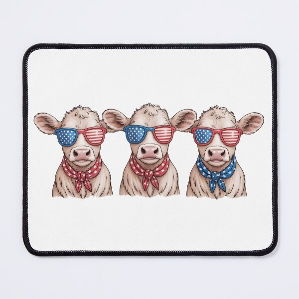 Item preview, Patriotic Cow Trio with American Flag Sunglasses - Funny USA Pride Cattle Farmhouse Art designed and sold by Picasfarmer.