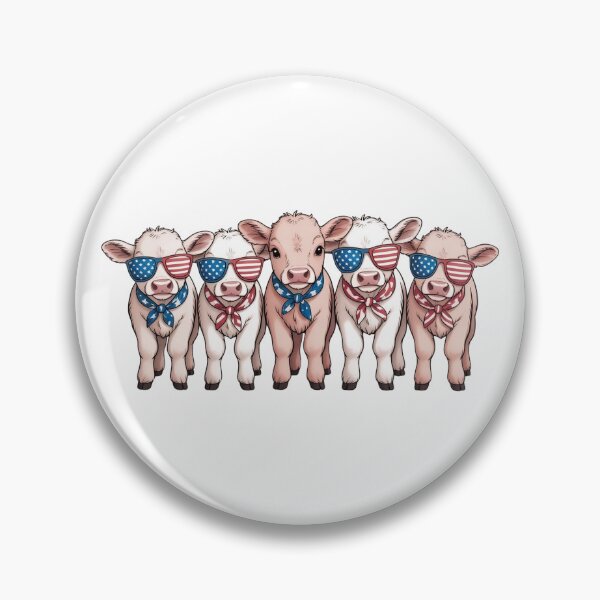 Item preview, Patriotic Baby Cow Squad - Funny USA Flag Sunglasses and Bandana Calves for 4th of July designed and sold by Picasfarmer.