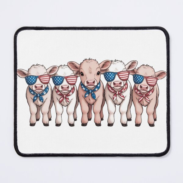 Item preview, Patriotic Baby Cow Squad - Funny USA Flag Sunglasses and Bandana Calves for 4th of July designed and sold by Picasfarmer.